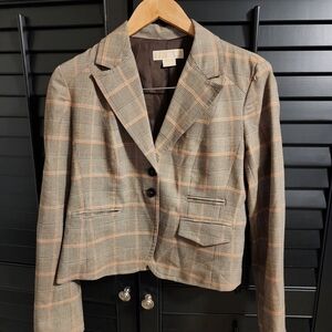 Michaels Kors Brown and Tan Plaid Blazer